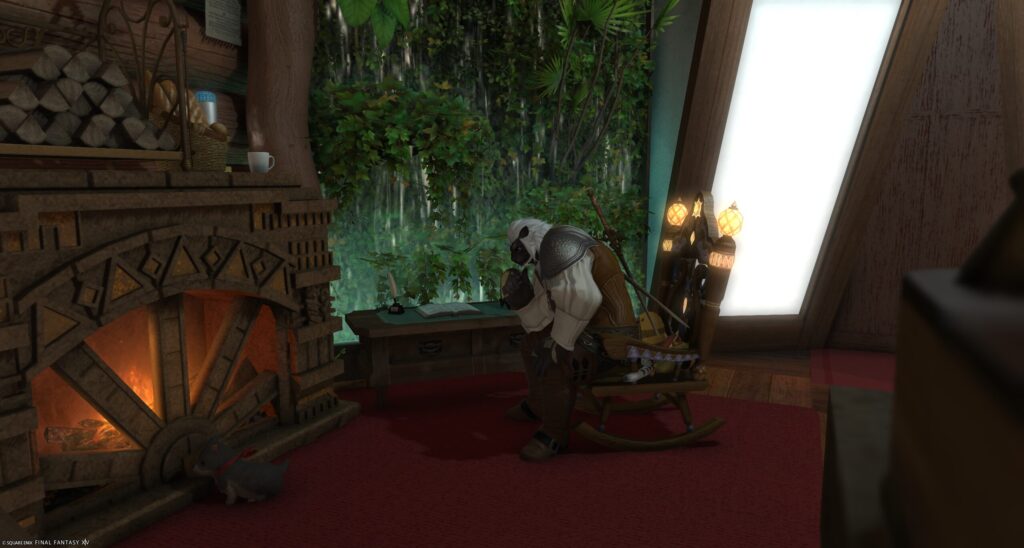 FF14ハウジング　暖炉と椅子とデスクのレイアウト例