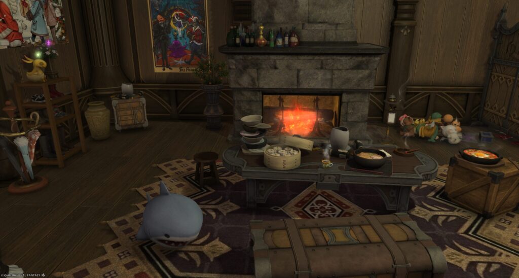 "FF14ハウジング 生活感のあるリビングのレイアウト"