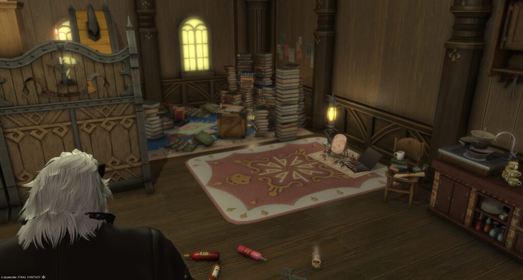 "FF14ハウジング 生活感のある化粧セットのレイアウト"