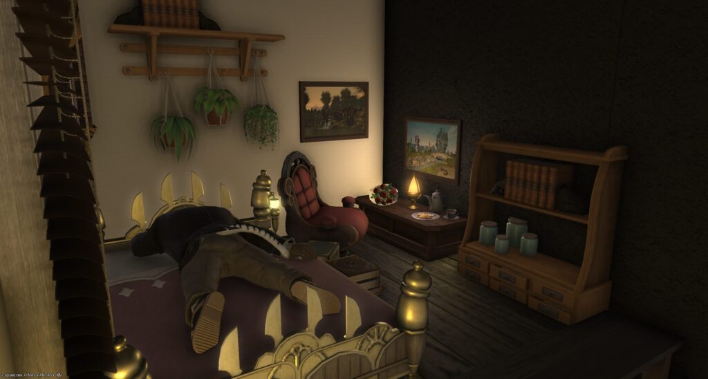 "風景画のあるベッドルームレイアウト"