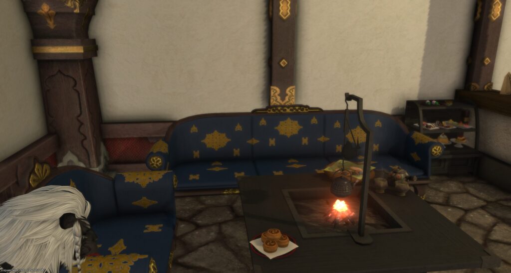 FF14ハウジング白銀長椅子